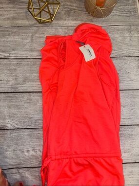 Neon Coral Sleeveless Summer romper jogger